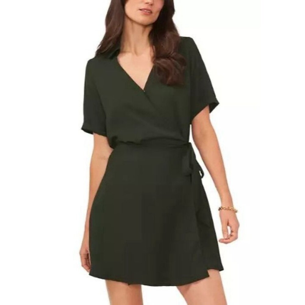Vince Camuto Women’s Satin Wrap Dress Size Large, Pine Forest